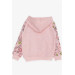 Girl's Cardigan Floral Printed Salmon Melange (1-4 Years)