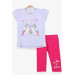 Girl's Capri Tights Set Unicorn Printed Light Gray Melange (1.5-4 Years)