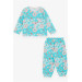 Newborn Baby Girls Pajama Set Printed Turquoise Color (9 Months-3 Years)