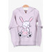 Baby Girl Sweatshirt Rabbit Printed Beige Melange (1.5-2 Years)