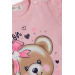 Girl's Tights Set With Bow And Teddy Bear Printed Pink (Age 1.5-5)