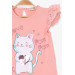 Girl's T-Shirt Kitty Printed Salmon (1-4 Years)