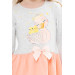 Girl Long Sleeve Dress Glittery Duck Print Light Gray Melange (1.5-4 Years)