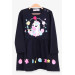 Girl Long Sleeve Dress Unicorn Printed Navy (1.5-3 Years)