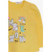 Baby Girl Long Sleeved T-Shirt Kitten Printed Yellow (9 Months-3 Years)