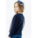 Girl's Blouse Sleeves Navy Blue With Tulle Detail (Ages 3-7)