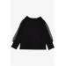 Girl's Blouse Sleeves Tulle Detailed Black (3-6 Years)