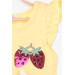 Girl's Dress With Strawberry Embroidery Yellow (2-6 Years)