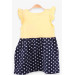 Girl's Dress With Strawberry Embroidery Yellow (2-6 Years)