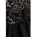 Girls' Black Dress Decorated With Bow, Sequins And Tulle (5-9 Years)