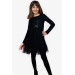 Girl's Dress With Sequin Bow Tulle Black (4-9 Years)