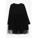 Girl's Dress With Sequin Bow Tulle Black (4-9 Years)