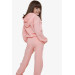 Girl's Tracksuit Set Cute Teddy Bear Printed Salmon (5-10 Years)