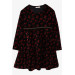 Girl Velvet Dress Floral Black (7-12 Ages)