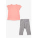 Girls' Orange Patterned Leggings Set (1.5-5 Years)