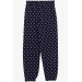 Girl's Pajamas Set Polka Dot Patterned Navy (4-8 Years)