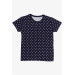 Girl's Pajamas Set Polka Dot Patterned Navy (4-8 Years)