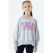 Girl's Sweatshirt Printed Gray Melange (8-14 Years)