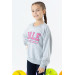 Girl's Sweatshirt Printed Gray Melange (8-14 Years)