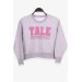 Girl's Sweatshirt Printed Gray Melange (8-14 Years)