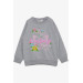 Girl's Sweatshirt Butterfly Printed Light Gray Melange (Age 3-8)