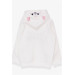 Girl's Sweatshirt Embroidered Letter Printed Ecru (2-6 Years)