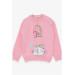 Girl's Sweatshirt Glittery Kitten Printed Powder (1.5-5 Years)