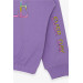 Girl's Sweatshirt Glittery Text Printed Lilac (8-14 Years)