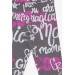 Girl's Tights Text Printed Gray Melange (9-14 Years)