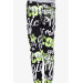 Girl's Tights With Text Printed Black (9-14 Years)