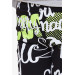 Girl's Tights With Text Printed Black (9-14 Years)