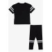 Girl's Tights Set Text Printed Black (3-7 Years)