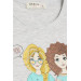 Girls' Light Gray Printed T-Shirt (8-12 Years)