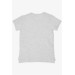 Girls' Light Gray Printed T-Shirt (8-12 Years)