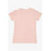 Girl's Printed T-Shirt, Light Orange (8-12 Years)