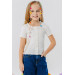 Girls' T-Shirt With Buttons, Light Beige (8-14 Years)