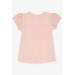 Girl's T-Shirt Sleeves Scalloped Salmon (3-8 Years)