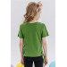 Girl's T-Shirt Khaki Green (8-14 Years) With Pleated Sides