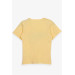 Girl's T-Shirt With Text Print Yellow (9-16 Years)