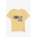 Girl's T-Shirt With Text Print Yellow (9-16 Years)