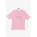 Girls' T-Shirt, Lettering, Sequins, Light Orange (8-14 Years)