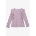 Girl's Long Sleeve Blouse Ruffle Light Lilac (4-8 Ages)