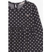 Girl Long Sleeve Dress Polka Dot Patterned Smoked (4-8 Years)