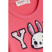 Girl Long Sleeve Dress Rabbit Embroidered Coral (2-6 Years)