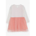 Girl Long Sleeve Dress Tulle Ecru (3-8 Ages)