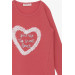 Girl's Long Sleeved T-Shirt Glittery Heart Printed Rosehip (5-10 Years)