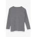 Girl Long Sleeve T-Shirt Stone Printed Dark Gray Melange (10-16 Ages)