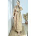 Lace Detailed Patterned Linen Dress Yellow