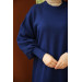 Raglan Sleeve Comfortable Fit Knitwear Dress Navy Blue