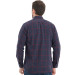 Men Navy Blue Winter Checkered Wool Pocket Wide Cut Shirt